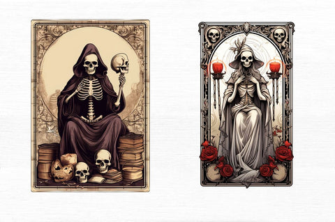 Skeleton Witch Tarot Card Clipart Sublimation Regulrcrative 