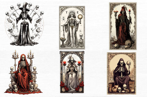 Skeleton Witch Tarot Card Clipart Sublimation Regulrcrative 