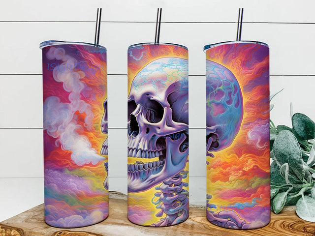 Skeleton With Smoke 20oz Skinny Tumbler Png, Skeleton Skull Tumbler, Skeleton Tumbler Wrap Png, Skull Tumbler Wrap, Halloween Wrap, Instant Download Png Sublimation iStyleDesign 