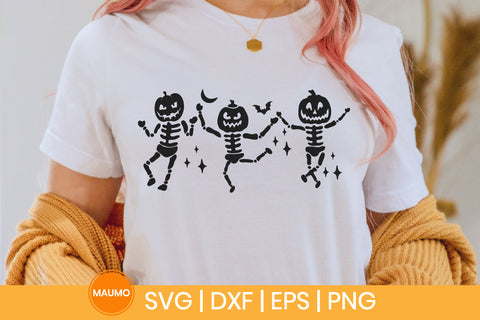 Skeletons with pumpkin heads clipart SVG Maumo Designs 