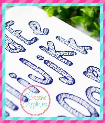 Sketch Embroidery Font Sweet and Sassy Font Creative Appliques 