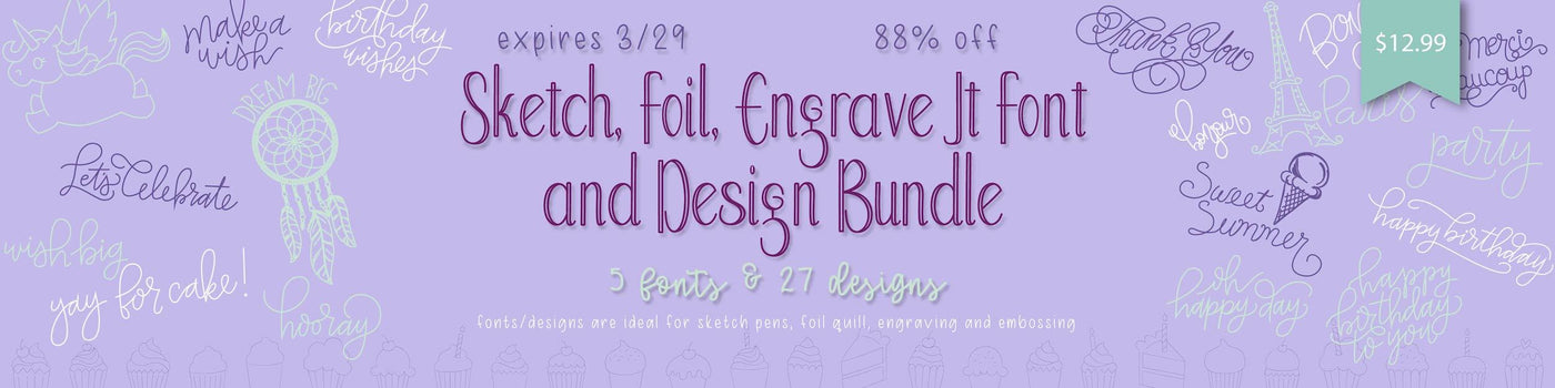Sketch, Foil, Engrave It Font and Design Bundle