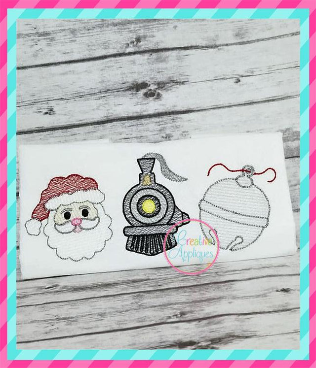 Sketch Santa Train Bell Embroidery Embroidery/Applique Creative Appliques 
