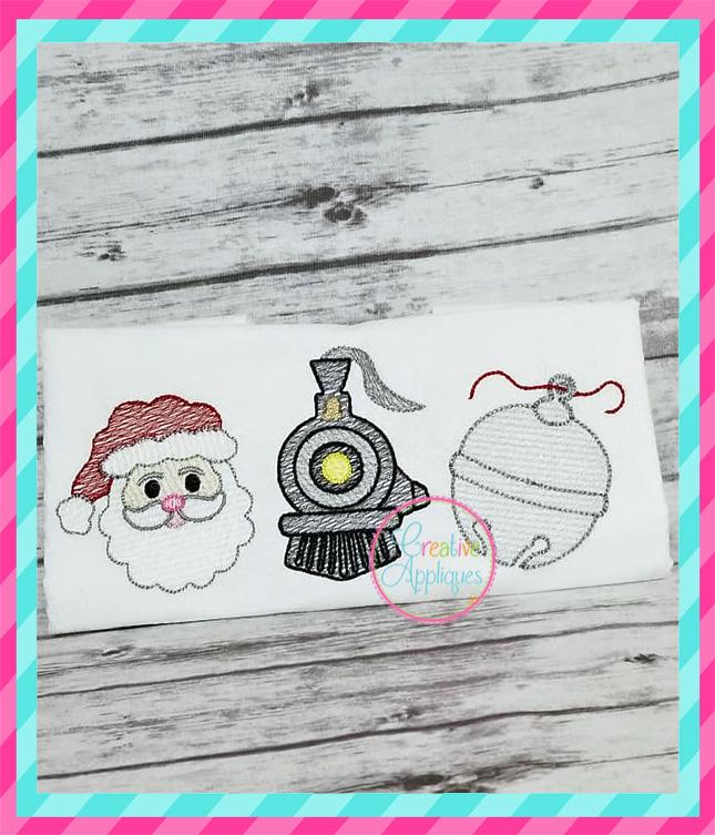 Sketch Santa Train Bell Embroidery Embroidery/Applique Creative Appliques 