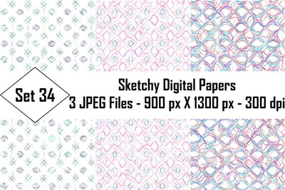 Sketchy Digital Papers Sublimation Ethnic Touch 