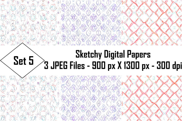 Sketchy Digital Papers Sublimation Ethnic Touch 