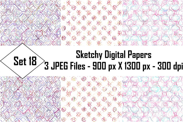 Sketchy Digital Papers Sublimation Ethnic Touch 