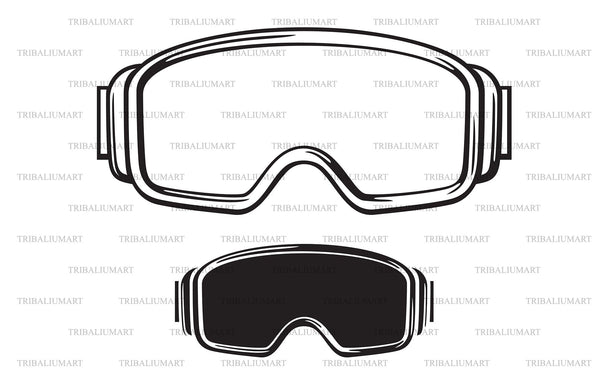 vector ski goggles Ski goggles (winter sport glasses). Cut files for Cricut. Clip Art (eps, svg, pdf, png, dxf, jpeg)