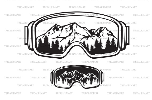 Ski Goggles with Mountains Landscape SVG TribaliumArtSF 