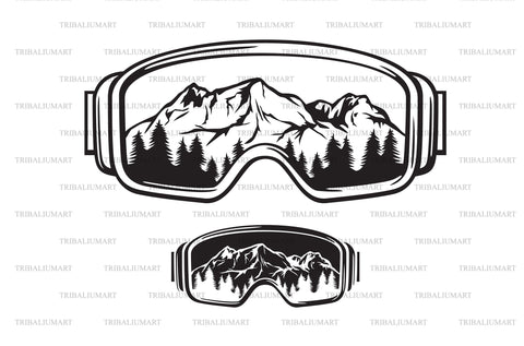 Ski Goggles with Mountains Landscape SVG TribaliumArtSF 