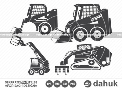 Skid Steer Loader SVG, Skid Steer SVG, Bobcat Bulldozer SVG, Skid Steer Loader icon, Skid Steer Loader vector, Cut file, for silhouette, svg, eps, dxf, png, clipart cricut design space, vinyl cut files SVG dahukdesign 