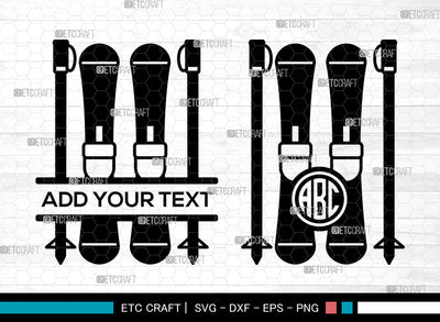 Skiing Board Monogram SVG, Circle Monogram, Winter Sports Svg, Snowboarding Svg, Skiing Board Icon Svg, Skis Svg, Skiing Board SVG ETC Craft 