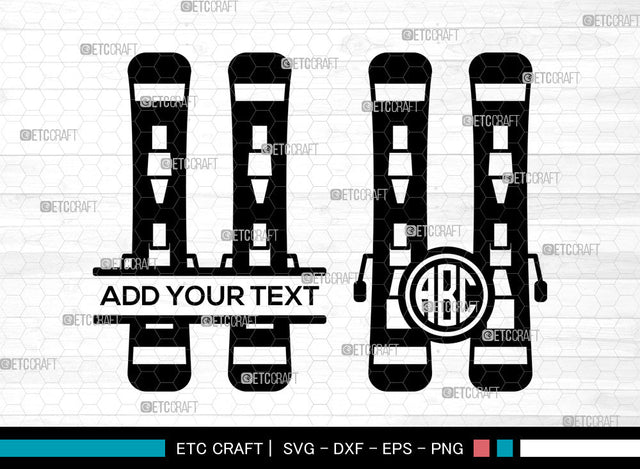 Skiing Board Monogram SVG, Circle Monogram, Winter Sports Svg, Snowboarding Svg, Skiing Board Icon Svg, Skis Svg, Skiing Board SVG ETC Craft 