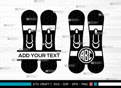 Skiing Board Monogram SVG, Circle Monogram, Winter Sports Svg, Snowboarding Svg, Skiing Board Icon Svg, Skis Svg, Skiing Board SVG ETC Craft 