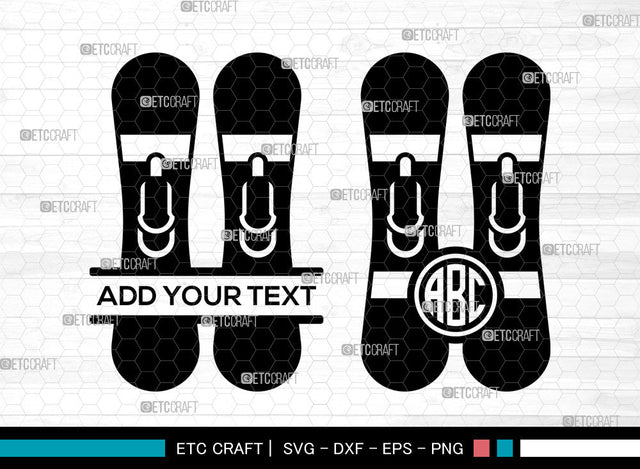Skiing Board Monogram SVG, Circle Monogram, Winter Sports Svg, Snowboarding Svg, Skiing Board Icon Svg, Skis Svg, Skiing Board SVG ETC Craft 