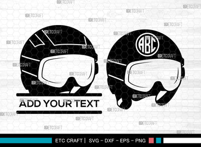 Skiing Monogram SVG, Skiing SVG, Ski Svg, Ski Helmet Svg, Ski Goggles Svg, Split Monogram Svg, Skiing SVG ETC Craft 