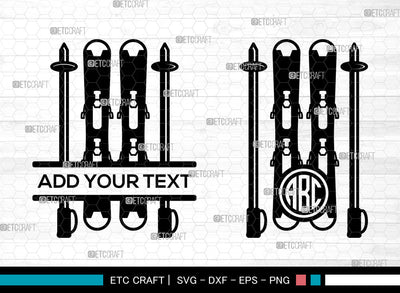 Skiing Monogram SVG, Skiing SVG, Ski Svg, Ski Helmet Svg, Ski Goggles Svg, Split Monogram Svg, Skiing SVG ETC Craft 