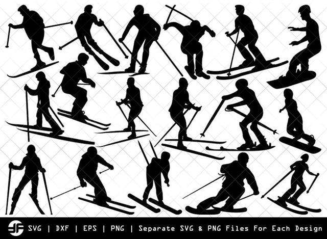 Skiing SVG | Sports SVG | Silhouette Bundle | SVG Cut File SVG ETC Craft 