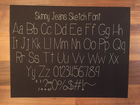 Skinny Jeans Sketch True Type Font (TTF) Font MissMarysEmbroidery 