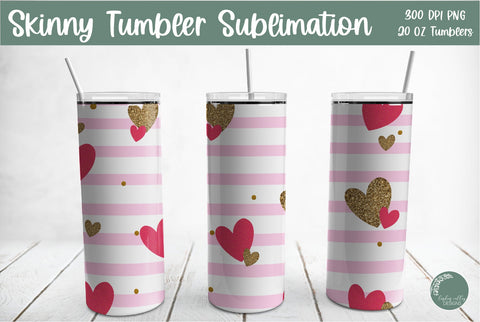 Skinny Tumbler 20 oz Sublimation Bundle-Valentine Skinny Tumbler PNG Sublimation Linden Valley Designs 