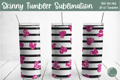 Skinny Tumbler 20 oz Sublimation Bundle-Valentine Skinny Tumbler PNG Sublimation Linden Valley Designs 