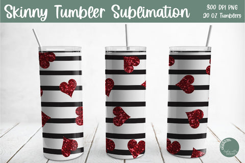 Skinny Tumbler 20 oz Sublimation Bundle-Valentine Skinny Tumbler PNG Sublimation Linden Valley Designs 