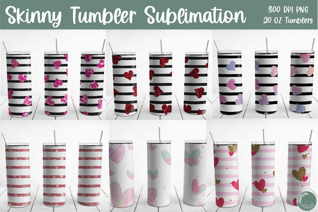 Skinny Tumbler 20 oz Sublimation Bundle-Valentine Skinny Tumbler PNG Sublimation Linden Valley Designs 