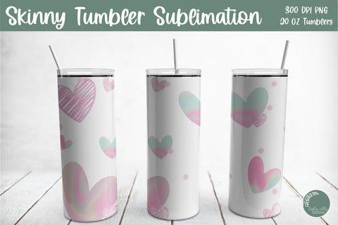 Skinny Tumbler 20 oz Sublimation Bundle-Valentine Skinny Tumbler PNG Sublimation Linden Valley Designs 