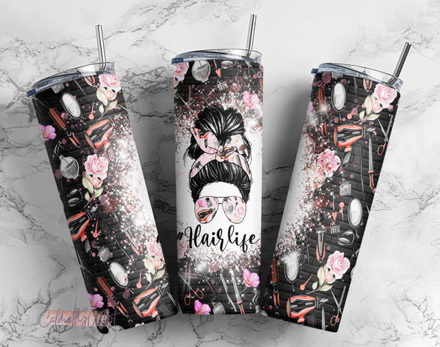 Skinny Tumbler 20oz 30oz Wrap, Hair Life Mom, Mug Template 11oz, Sublimation Waterslide, tumbler PNG Sublimation CaldwellArt 