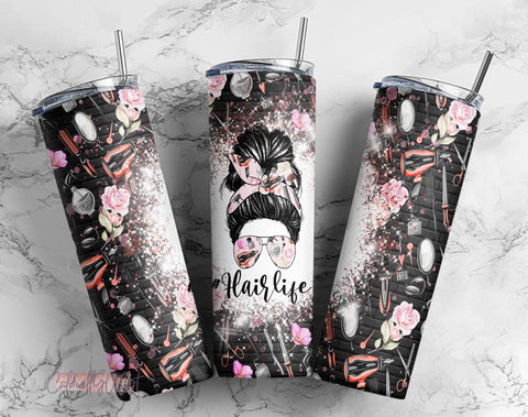 Skinny Tumbler 20oz 30oz Wrap, Hair Life Mom, Mug Template 11oz, Sublimation Waterslide, tumbler PNG Sublimation CaldwellArt 