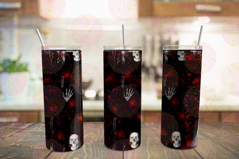 Skinny Tumbler 20oz Design & Pen Wraps Template, Halloween Tumbler, Halloween 1.5" x 4.75" pen wrap, Skull, Seamless Digital PNG Template Sketch DESIGN ArtStudio 