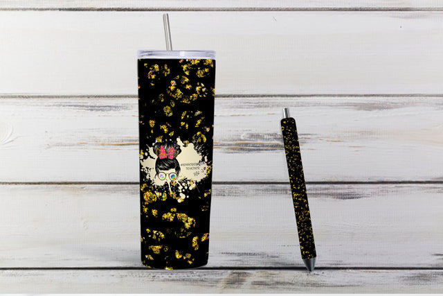 Skinny Tumbler 20oz Design & Pen Wraps Template, kindergarten teacher life Png, Teacher Life, Messy Bun Png,kindergarten teacher sublimation Sketch DESIGN ArtStudio 