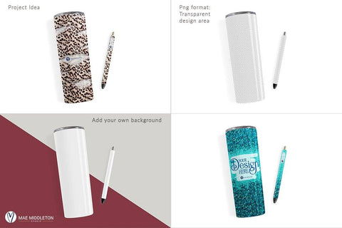 Skinny Tumbler and Pen Wrap Mockup | psd, png Mock Up Photo Mae Middleton Studio 