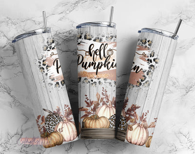 Skinny tumbler Fall tumbler Pumpkin tumbler Leopard Print tumbler Glitter tumbler Hello Pumpkin tumbler PNG Sublimation CaldwellArt 