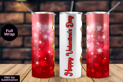 Skinny Tumbler Sublimation Design Valentine's Day Red Hearts Sublimation Sublimatiz Designs 