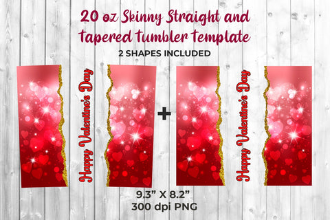 Skinny Tumbler Sublimation Design Valentine's Day Red Hearts Sublimation Sublimatiz Designs 