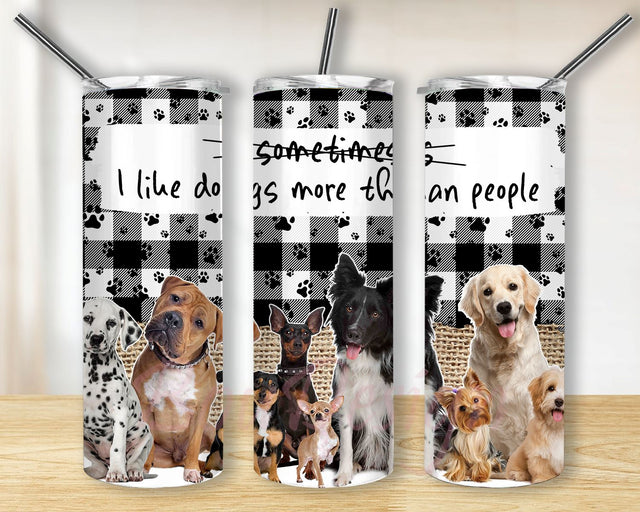 Skinny Tumbler Sublimation Many Dogs Burlap Dog Like Dogs more than people Template Straight Warped Digital Download PNG Sublimation BouDesign 
