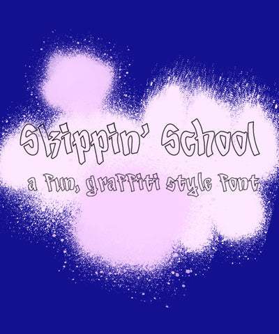 Skippin' School Hand Lettered Graffiti Font | Casual Font | Outline Font | Headline Font Font Maple & Olive Designs 