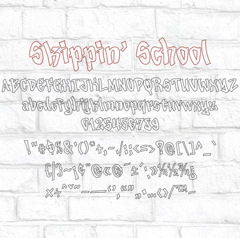 Skippin' School Hand Lettered Graffiti Font | Casual Font | Outline Font | Headline Font Font Maple & Olive Designs 