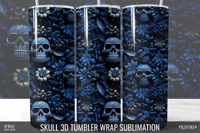 Skull 3D Tumbler Wrap | 20 oz Skinny Tumbler Sublimation Sublimation Petunia Digital Design 