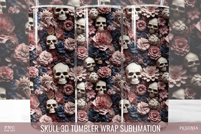 Skull 3D Tumbler Wrap | 20 oz Skinny Tumbler Sublimation Sublimation Petunia Digital Design 