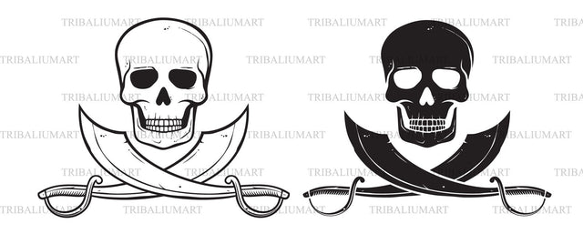Skull and crossed sabers SVG TribaliumArtSF 