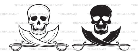 Skull and crossed sabers SVG TribaliumArtSF 