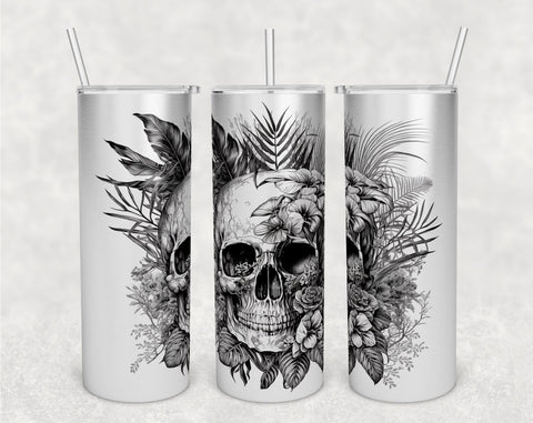 Skull and Flowers Tumbler Wraps Bundle, 20 Oz Skinny Tumbler Skull Sublimation Designs, Seamless Floral Skull PNG, 5 Designs Sublimation HappyDesignStudio 