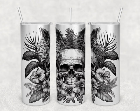 Skull and Flowers Tumbler Wraps Bundle, 20 Oz Skinny Tumbler Skull Sublimation Designs, Seamless Floral Skull PNG, 5 Designs Sublimation HappyDesignStudio 