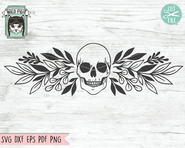 Skull Border svg file, Skull svg, Skull Leaves Border svg, Skull cut file, Skull Frame svg file, halloween svg, gothic svg, skeleton svg, goth svg, witchy svg SVG Wild Pilot 
