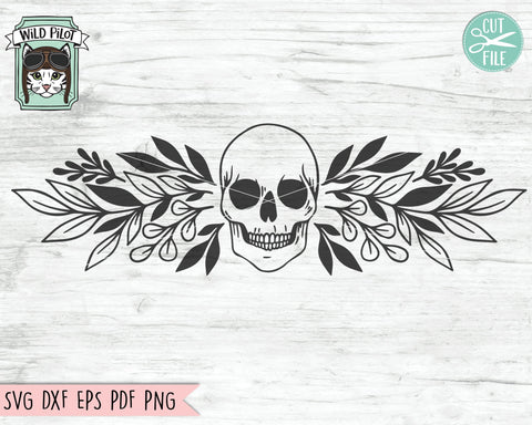 Skull Border svg file, Skull svg, Skull Leaves Border svg, Skull cut file, Skull Frame svg file, halloween svg, gothic svg, skeleton svg, goth svg, witchy svg SVG Wild Pilot 