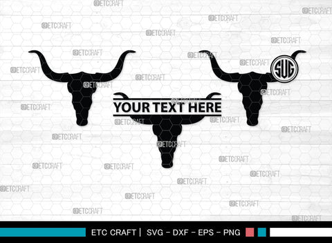 Skull Bull Monogram, Skull Bull Silhouette, Skull Bull SVG, Bull Skull Svg, Bull Head Svg, Buffalo Skull Svg, Bull Horns Svg, SB00320 SVG ETC Craft 