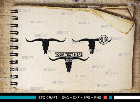 Skull Bull Monogram, Skull Bull Silhouette, Skull Bull SVG, Bull Skull Svg, Bull Head Svg, Buffalo Skull Svg, Bull Horns Svg, SB00320 SVG ETC Craft 