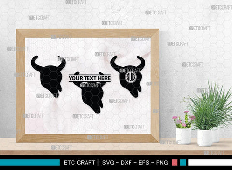 Skull Bull Monogram, Skull Bull Silhouette, Skull Bull SVG, Bull Skull Svg, Bull Head Svg, Buffalo Skull Svg, Bull Horns Svg, SB00320 SVG ETC Craft 